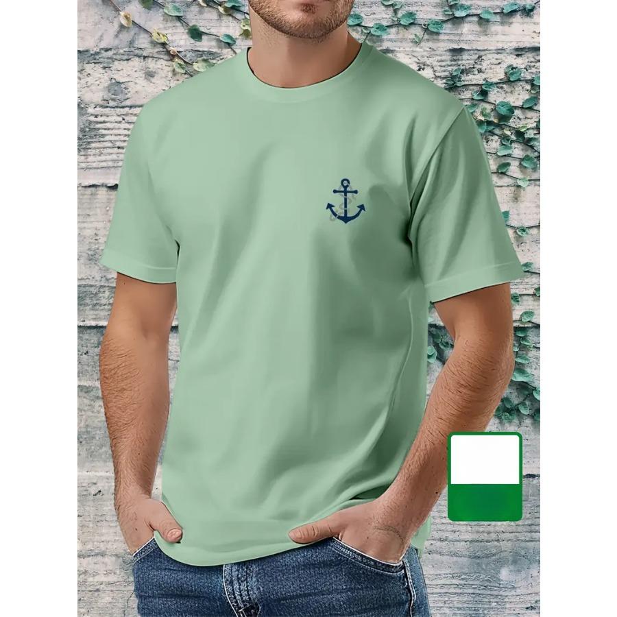 

Men Anchor Print T-Shirt - 100% Polyester Quality, Round Neck, Short Sleeve Summer Tee, Casual Summer Wear | Nautical Theme | Comfortable Fit 6XL