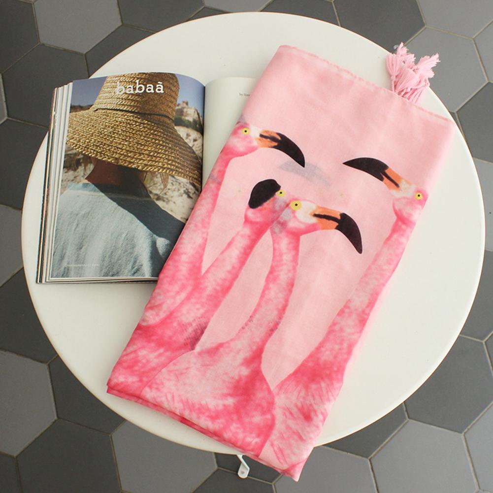 Female Stylish Flamingo Beach Sun-screen Scarf Gauze Kerchief Tippet Festival Gift