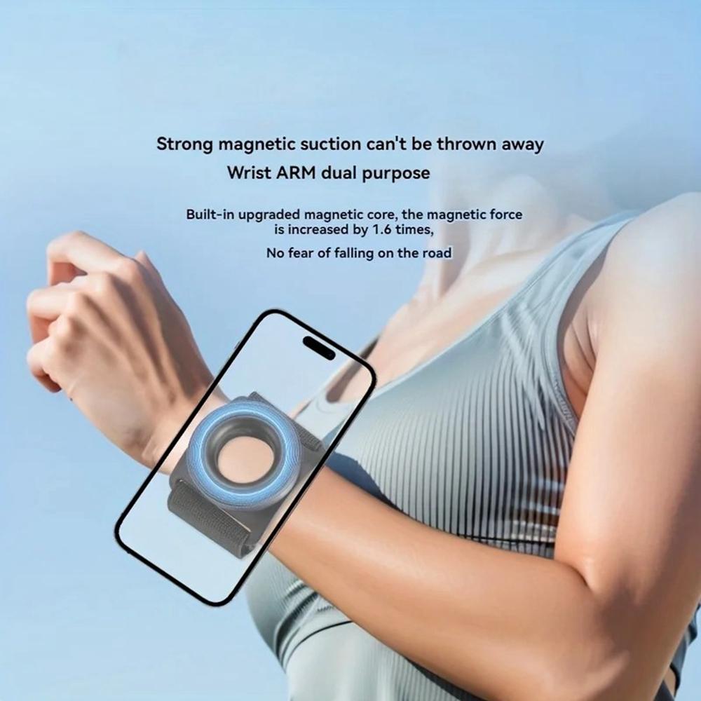 Magnetic Armband Phone Holder for iPhone 12-16 and Android Phone 360° Rotation Wristband Phone Mount