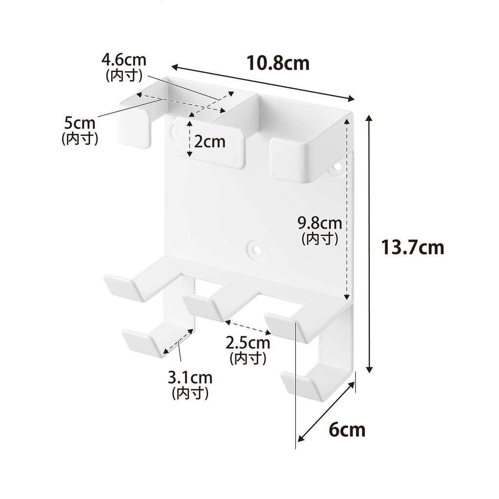 Yamazaki Jitsugyo Board Tweezers and Wood Screws Wall Hair Iron Holder Double Compatible with Gypsum Board Wall White x D6 x Tower Wall Storage