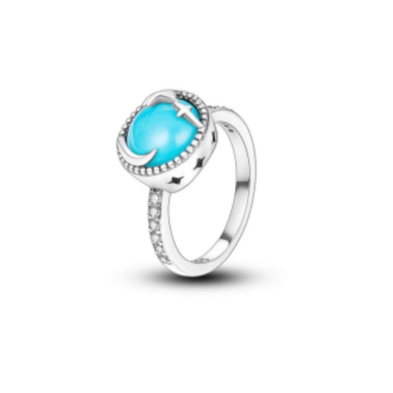 New Disney Fashion Sun Sapphire Couple Fit Pandora Birthday Gift Valentine's Day Limited Edition Ring