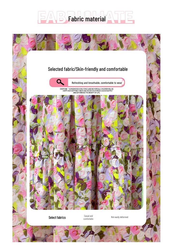 Girls' Floral Halter Summer Dress: Korean-Style Sweet Princess Attire for Middle and Older Children