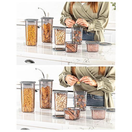 Čtvercový zásobní zásobník Sada 24 ks 8x550 ml 8x1200ml 8x1750 ml Úložný zásobník