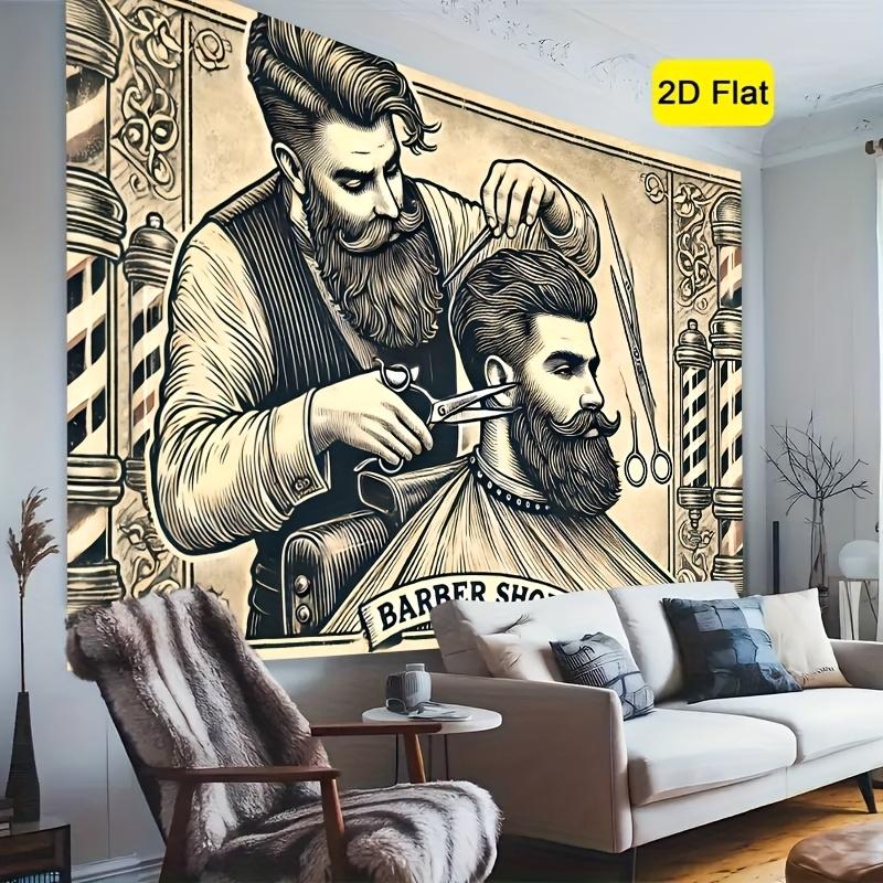 Arazzo Retro Barbieria Sfondo Vintage Americano per Barbieria Decorazione Stanza Atmosfera Barbieria