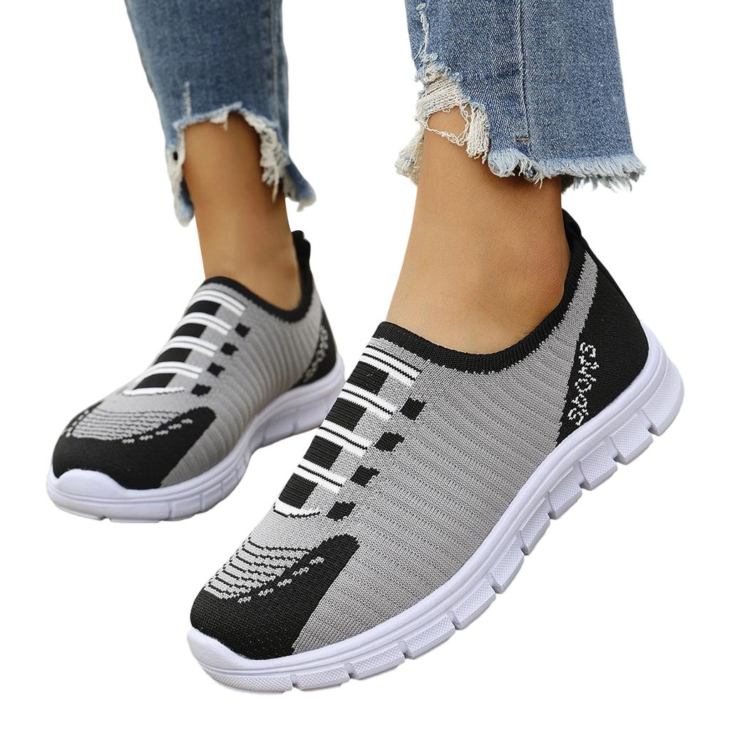Lightweight Slip On Sneakers for Women Breathable Knit Upper Flexible Sole Casual Walking Shoes