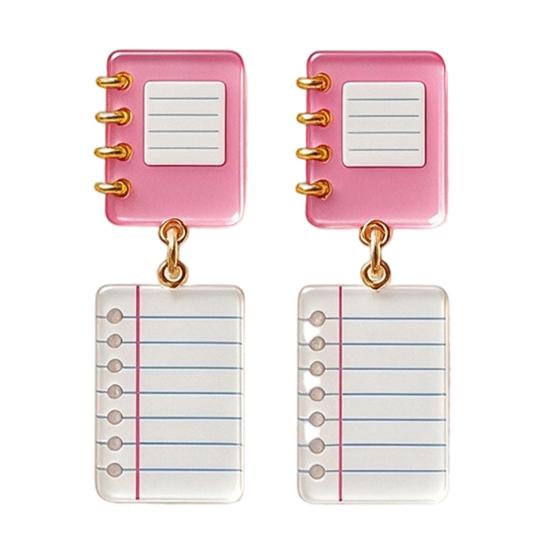 Boucles d'oreilles pendantes mignonnes en acrylique 1 paire Enseignante pour femmes, Thème Fête Commémorative Fête, Boucles d'oreilles Chiffre Alphabet Crayon Crayon Sac à dos 2D, Premier Jour