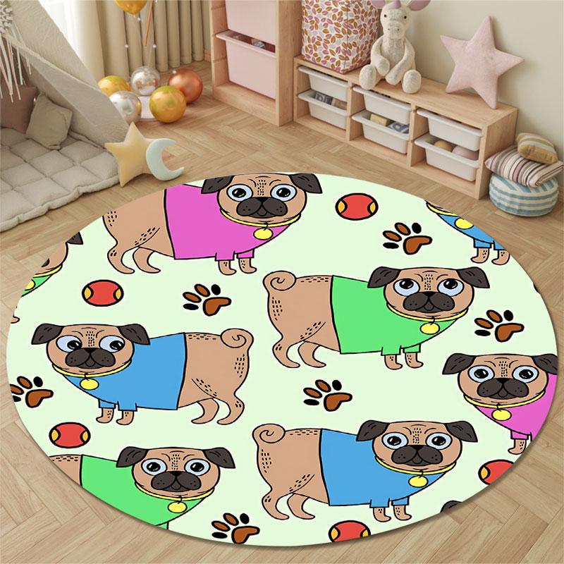 Artistic Round Forest Multicolor Rug Pad, Non-Slip Floor Mat for Bathroom
