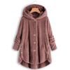 Fashion Autumn Winter Women's Solid Button Coats Ladies Warm Bear Loose Outwear Female Plush Coat Hooded Wool Jackets