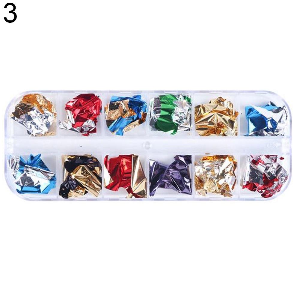 

ALL FASHION MALL 12 Grid Magic Mirror Блестки для ногтей Золотая фольга Типсы Голографические хлопья 03#