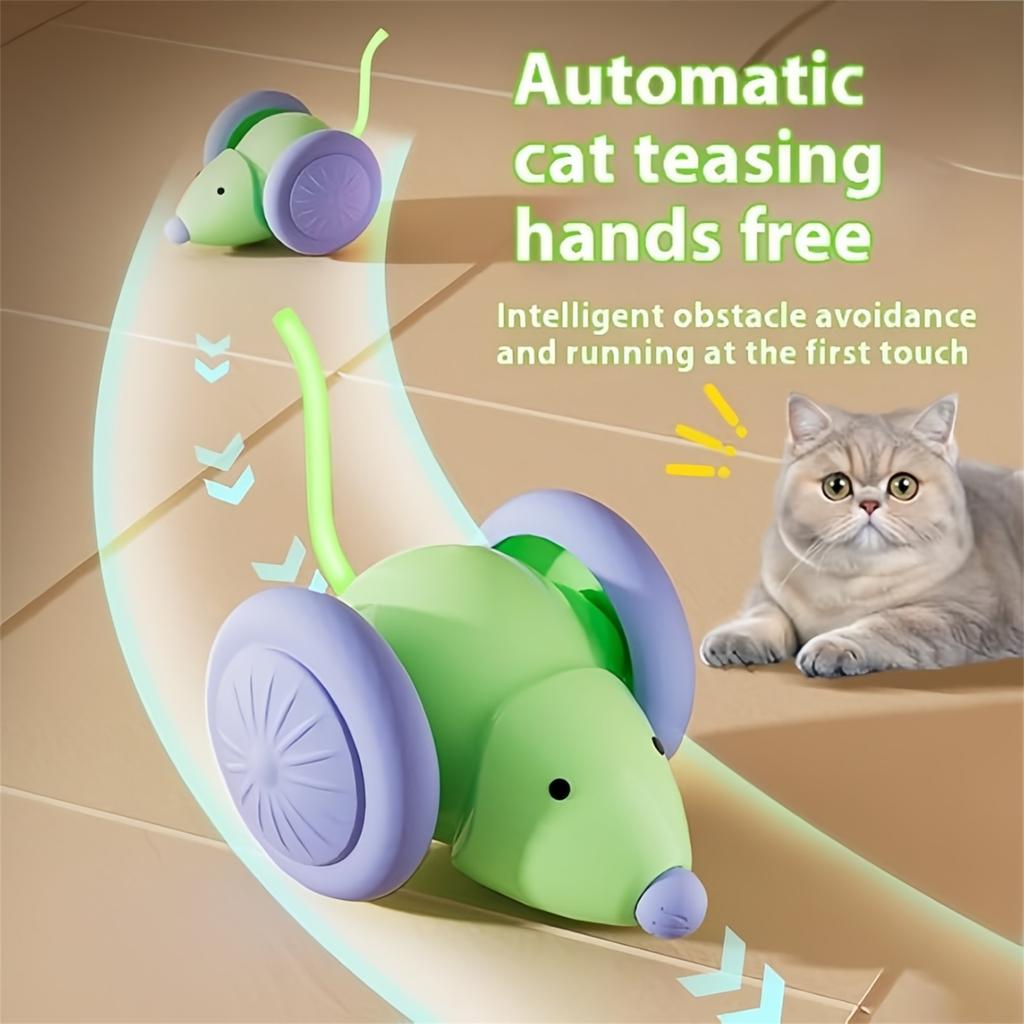 Interactive Mouse Toy Car For S – Self-Propelled Rolling Pet Teaser, ABS Plastic, Compact 6