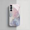 Purple Gold Marble Patterned Silver Plated Glass Phone Case Suitable for Samsung Galaxy S26 S25 S24 S22 S21 S20 FE/Ultra/Plus