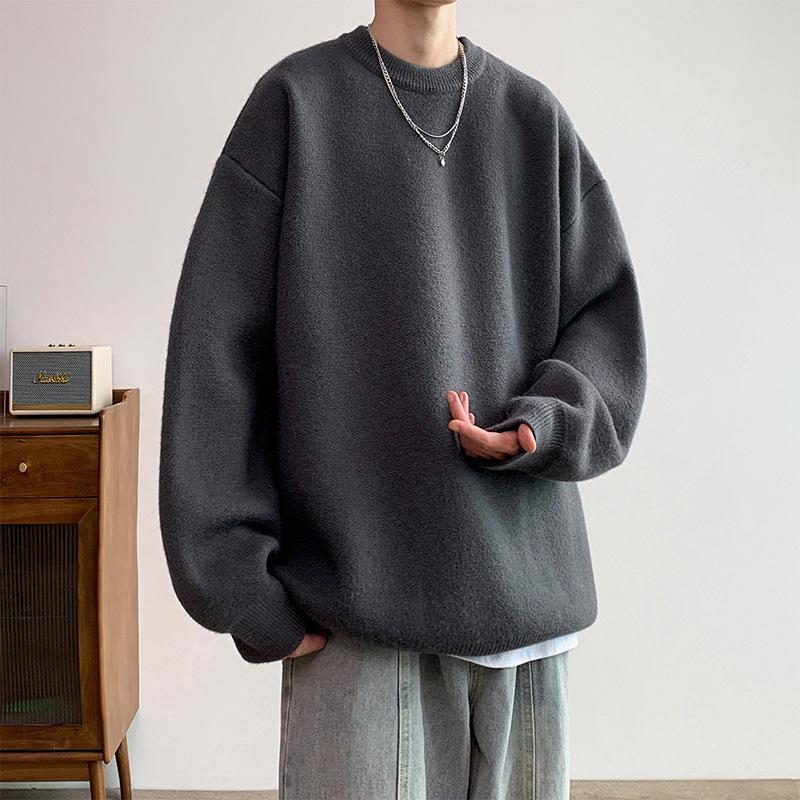 Men's Retro Knit Base Layer - Loose Fit for Autumn & Winter