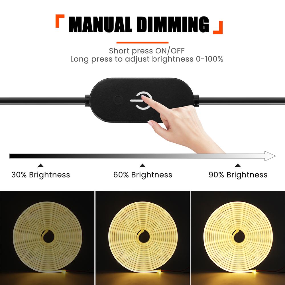 5V Dimmable LED Neon Strip Light Battery USB Powered Switch Touch Dimmer Kit 2835 120LED Flex Silicone Lamp Waterproof Backlight