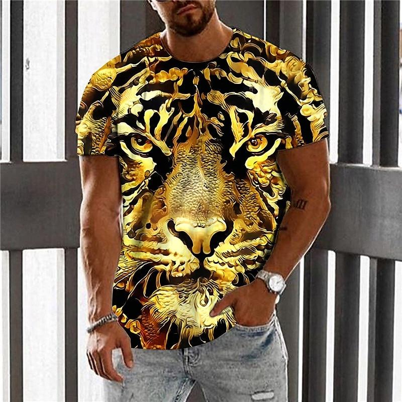 3D Printed Cool Tiger T-Shirt For Men Fun Animal Pattern Tees Street Tops T Shirts Kids Tshirt Men's Shirts Women Y2k t-shirts