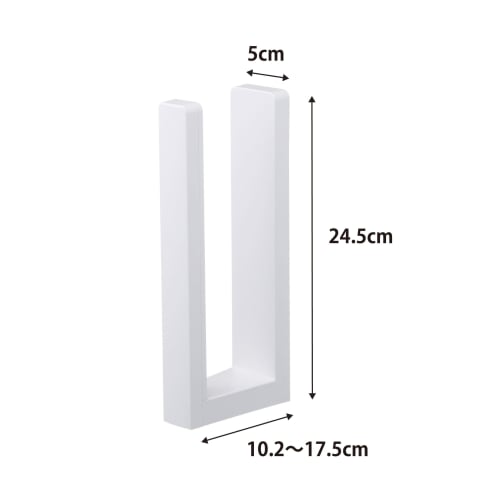 Yamazaki Tower Kitchen Paper Holder with Stopper, Magnetic, White, Approx. W5 x D10.2-17.5 x H24.5cm, One-Hand Tear, Model 3398