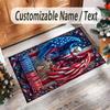 American Patriotic Theme Crystal Velvet Rug Personalized Custom Name Text Soft Floor Mat Home Decor