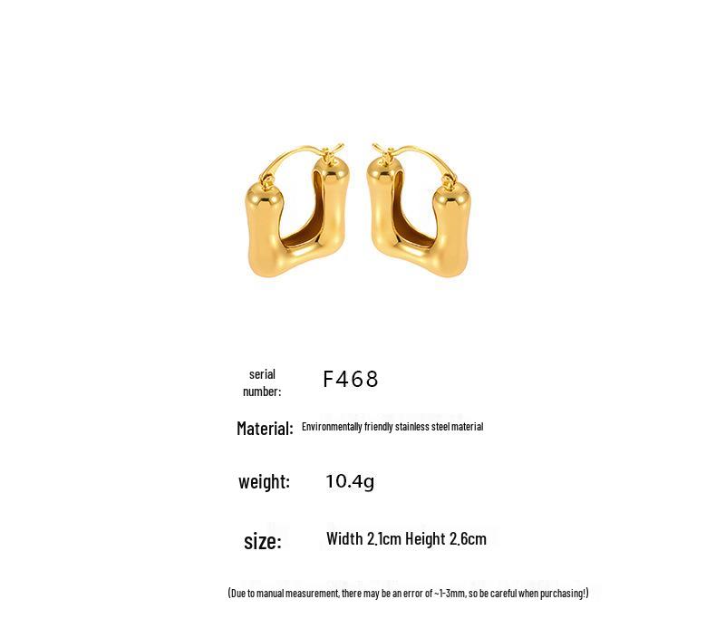 Qiong Yao 18K Gold-Plated Eco-Friendly Copper U-shaped Geometric Minimalist Earrings - Fade-Resistant