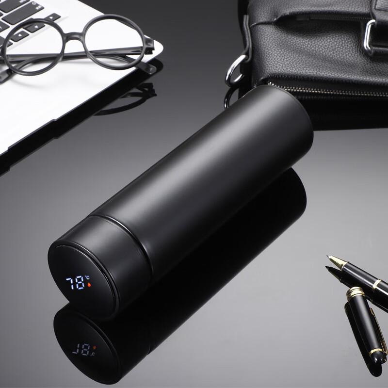 MRSIKEY 500ml Smart Temperature Display Glass Cup - Gentleman Black (2-Pack)