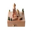 KX4B European Castle Church Building Wooden Music Box Table Home Decoration Ornaments