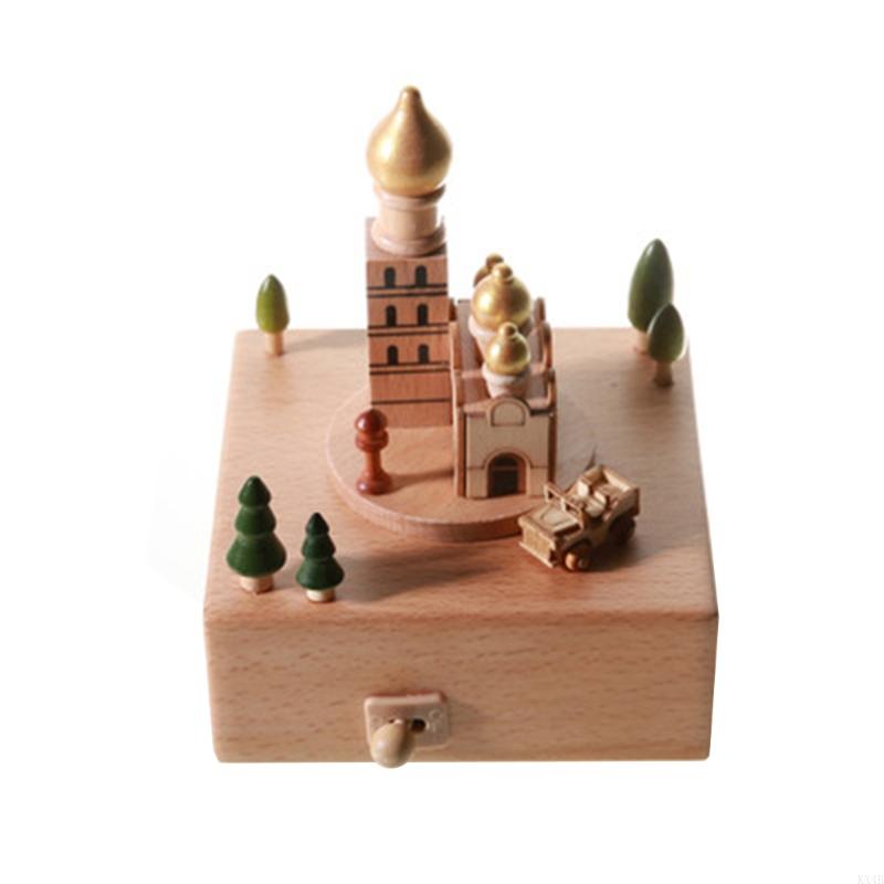 

KX4B European Castle Church Building Wooden Music Box Table Home Decoration Ornaments China Mainland