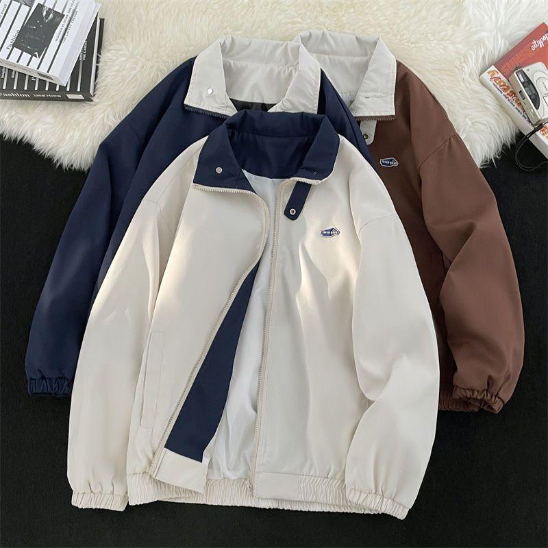 Herbst Revers Workwear Jacke Herren Reißverschluss Trenchcoats Windbreaker Vintage Übergroße Japanische Mode Harajuku Streetwear Jacke