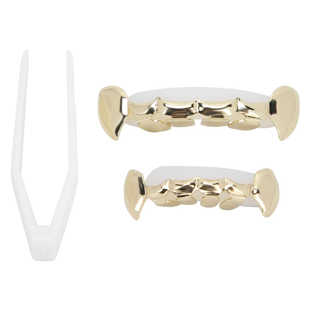 Hip-hopowy zestaw fałszywych zębów wielokrotnego użytku nieblaknący miedziany festiwal halloweenowy dekoracja zębów Brace