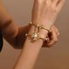 Gold Bow Pearl Open Cuff Bangle Bracelet for Women
