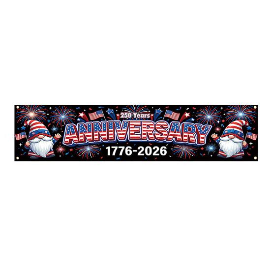 250th Anniversary Banner 6.5x1.5ft 250 Years of Freedom American Patriotic Decoration