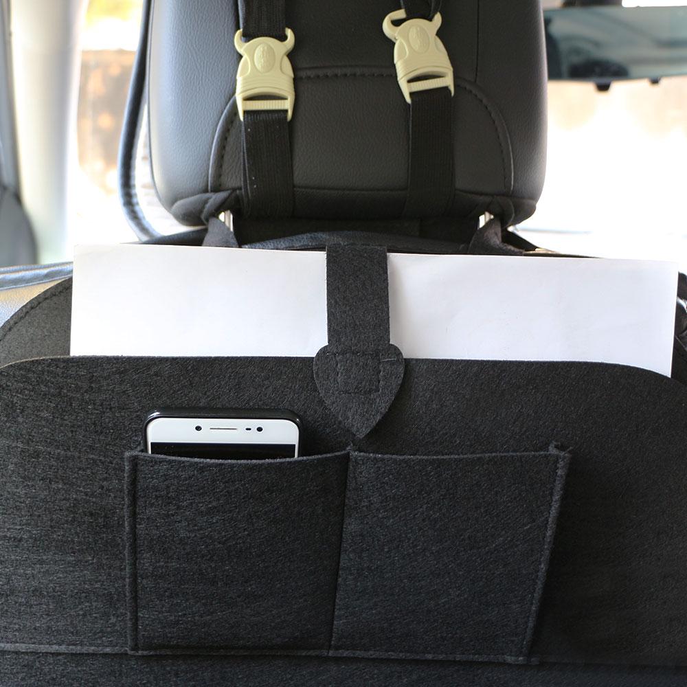 Car Seat Back Organizer Woolen Universal Backseat Hanging Storage Bag Protector Auto Cup Mobile Phone Tissue Pockets Holder