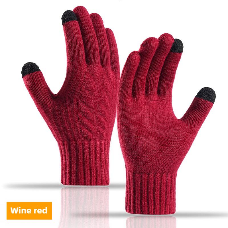 New Autumn and Winter Knit Gloves, Plus Size Men's Cold-Resistant Warm Gloves, Oversized Women's Touchscreen Gloves