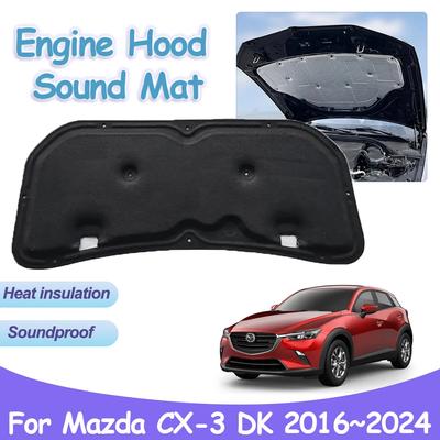 For Mazda CX-3 CX3 DK 2016~2024 Engine Heat Insulation Cotton Car Hood Sound Pad Soundproof Fireproof Cover Interior Accessories