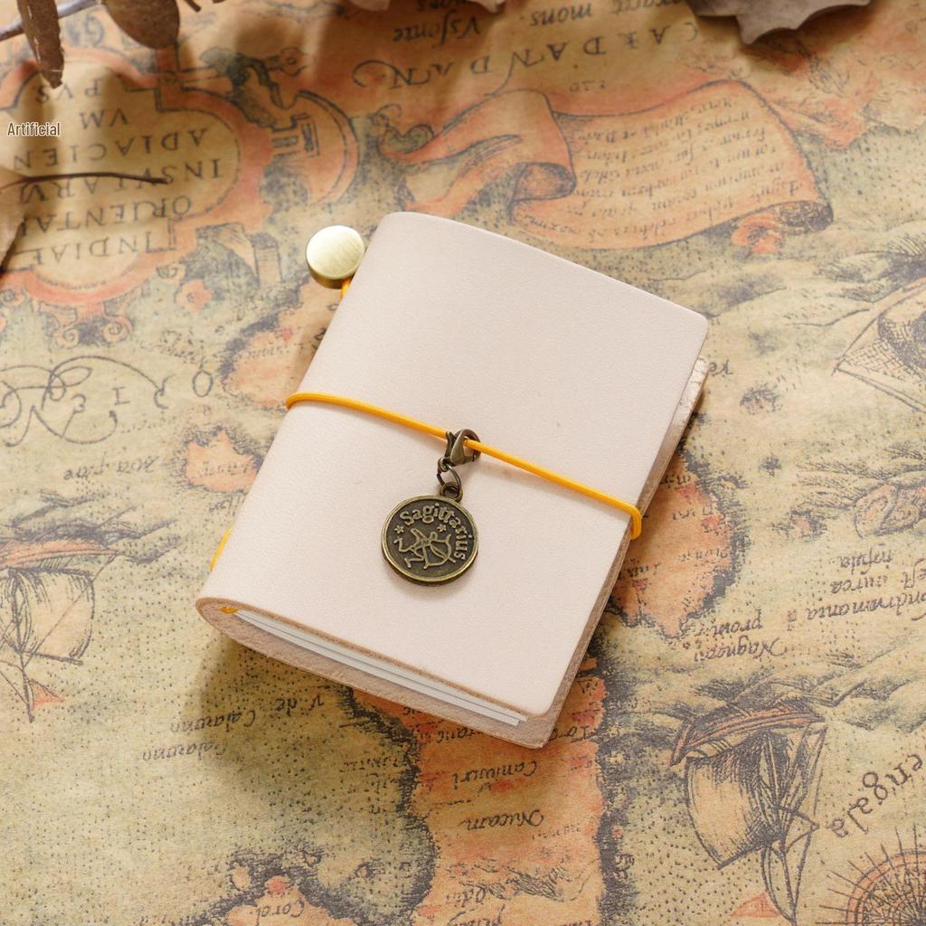 Mini Carnet de Poche à Feuilles Mobiles en Cuir de Vache pour Voyageur