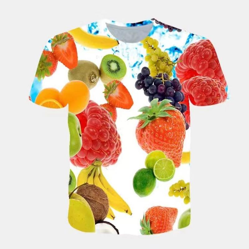 2024 Summer Best-Selling Cross-Border Men Best Selling T-shirt Fruit Short Sleeve 3D Digital Print Tops