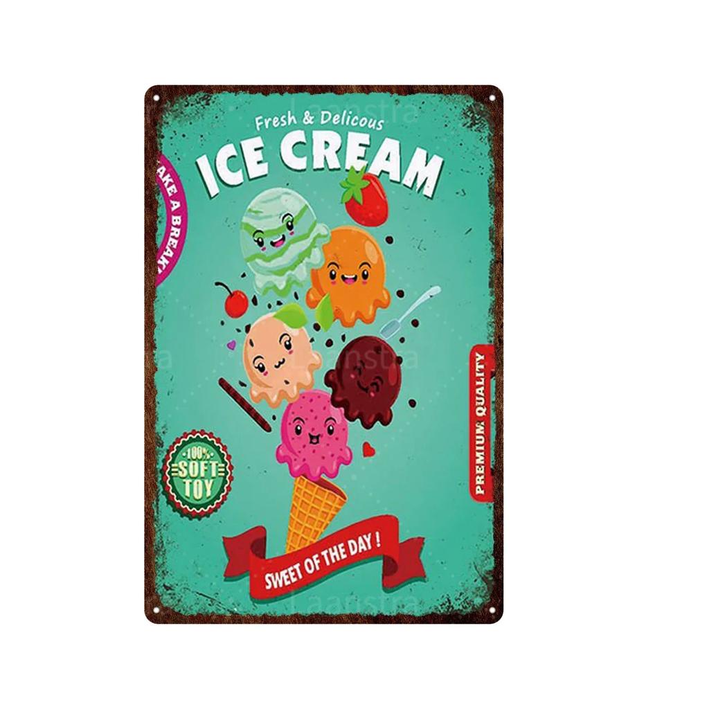 Soft Serve Ice Cream Iron Poster Painting Tin Sign Vintage Wall Decor for Cafe Bar Pub Home Beer Decoration Crafts