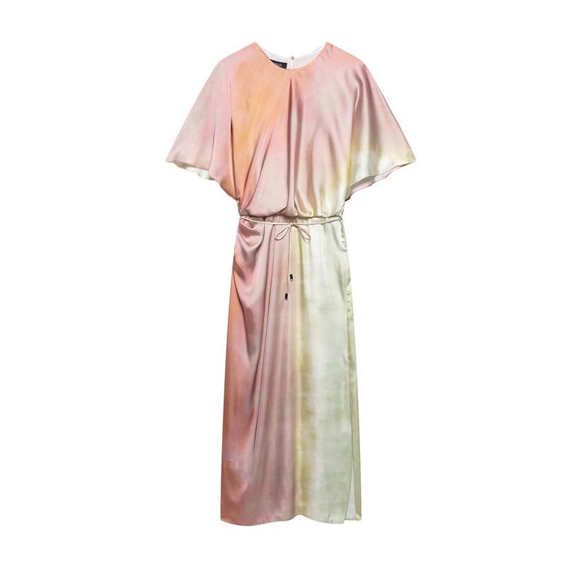 

TAOP&ZA Women s Summer Tie-Dye Waist Belt Dress Medium