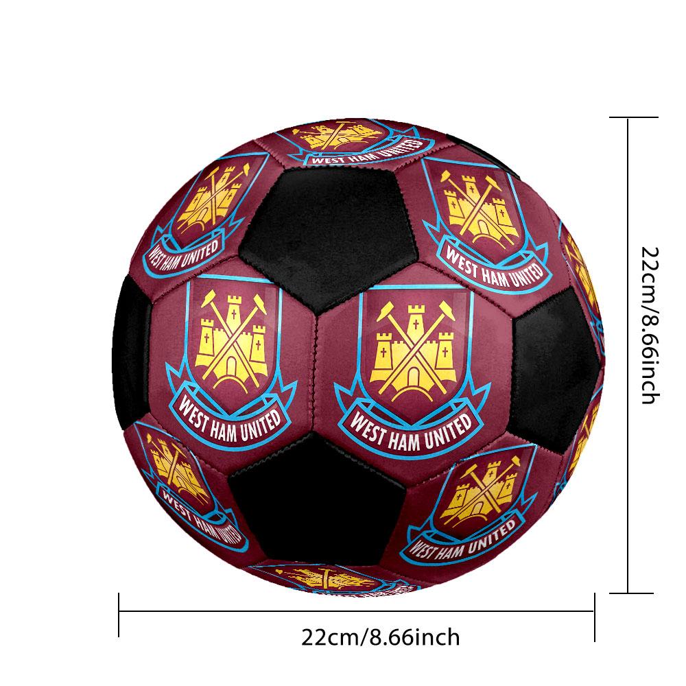 West Ham Soccer Ball Size 5 Colorful Machine Stitched PVC Competition Ready Durable High-Bounce