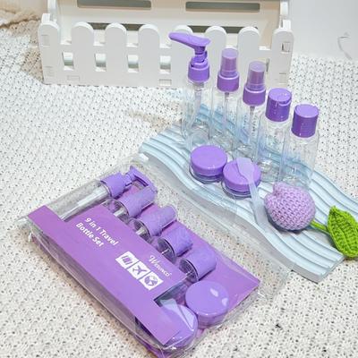 9Pcs Refillable Travel Bottle Set Dispensing Spray Lotion Shower Gel Essence Shampoo Cosmetic Empty Container Makeup Storage