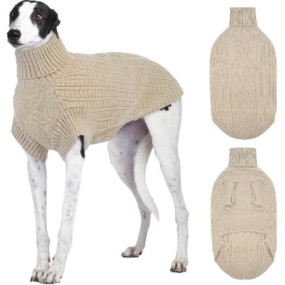 XL Dog Fleece Sweater for Extra Large Dogs Male Female, Pet Warm Fall Winter Knitwear Dog Sweaters, Pets Turtleneck Sweatshirt Greyhound, Blue XL Small абрикосовый