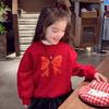 Girls New Year Fleece Hoodie Winter Warm One Piece Sweatshirt Stylish Kids Chinese Festival Top