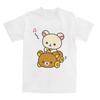 Summer Rilakkuma Korilakkuma Drive Bear Car Music Note Cartoon Front Graphic White Oversized T-Shirt Unisex Anime Cotton Tee