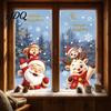 Festive Party Supplies 2Pcs Christmas Window Clings Santa Claus Elk Static Decals Reusable Glass Stickers Removable Cute Cartoon Holiday for