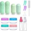 Silicone Travel Bottles Set 17Pcs Portable Reusable Refillable Bottles Shampoo Shower Gel Lotion Leakproof Containers