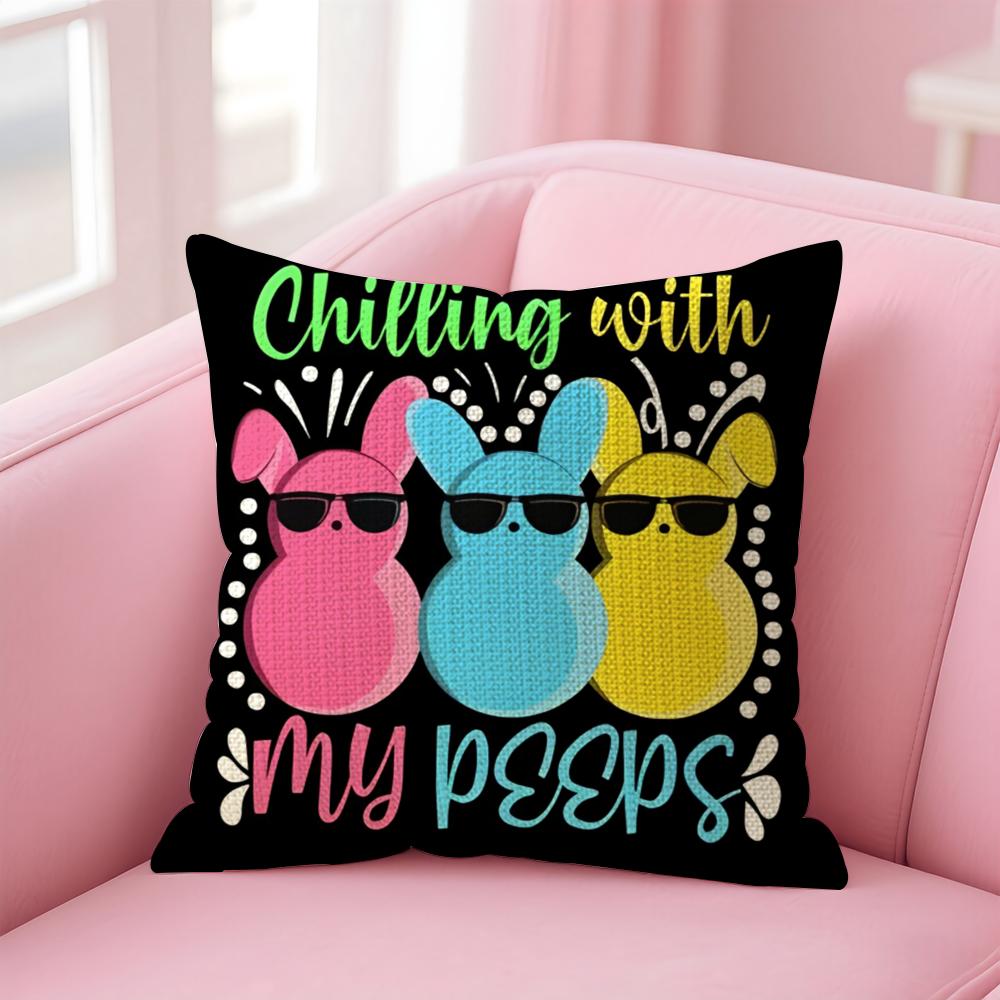 Happy Easter Cushion Cover Comfort Sofa Bed Silky Elegant Invisible Zipper Decorative Holiday Gifts