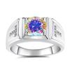 Men's GRA Moissanite Diamond Ring, PT950 Plated, S925 Sterling Silver, Simple Fashion Design.