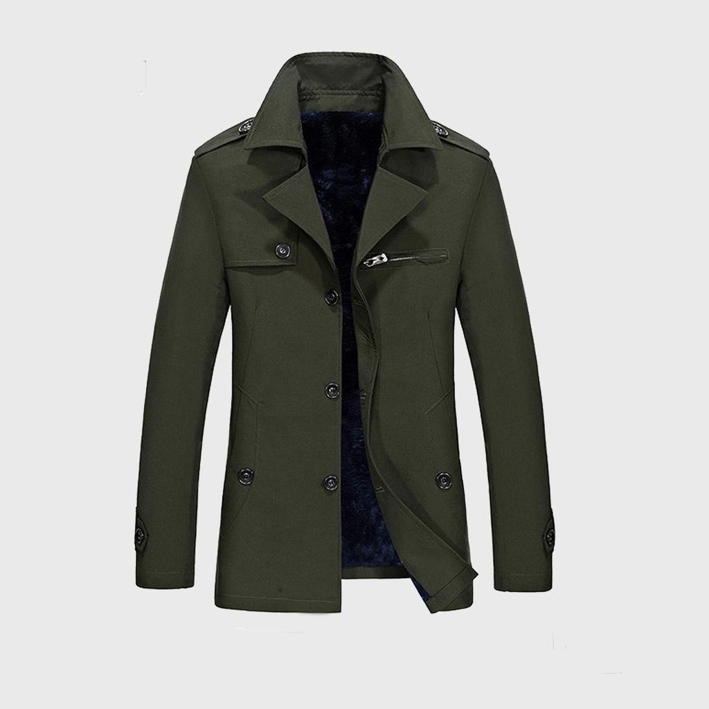 Men's High-Grade Mid-Length Casual Windbreaker Lapel Jacket for Spring, Summer, and Autumn