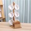 200ml Ceramic Coffee Cup Household Mug Creative Simple Hanging Cold Water Cup Set Kitchen Restaurant Tea Set Bamboo Wood Stand