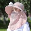 With Neck Flap Electric Fan Bucket Hat Full Face Cover Women Sun Hat Tea Picking Hat Outdoor