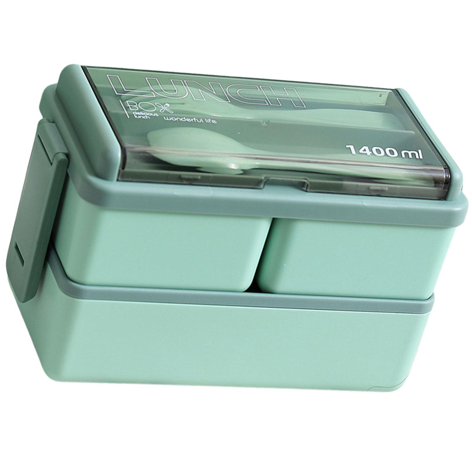 

Практичный ланч-бокс, герметичная пищевая коробка, двухслойная пищевая коробка, пластиковая текстура для хранения продуктов питания для различных условий зелёный
