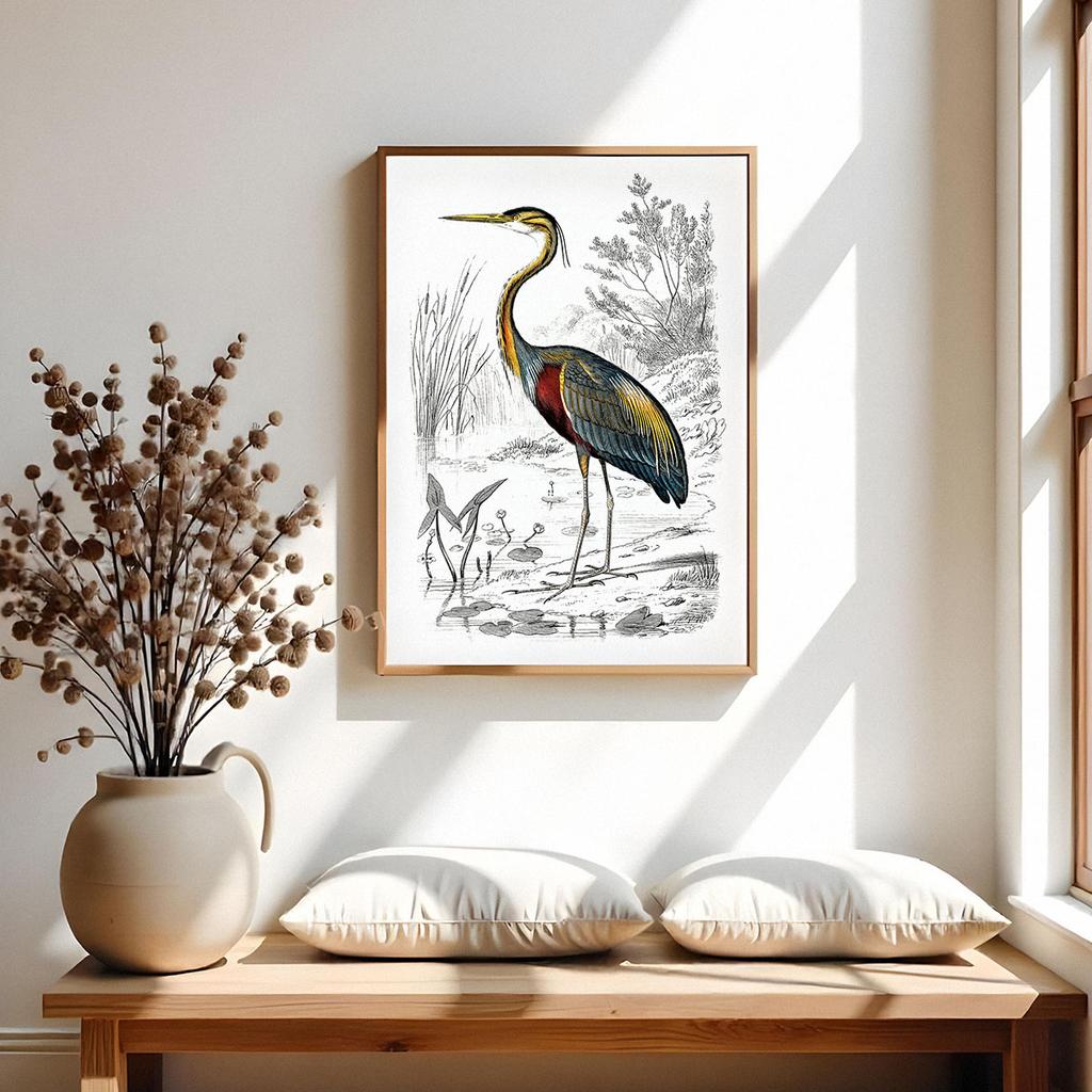Poster Heron Bird Illustration