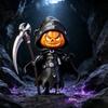Integrated Resin Craft Ornaments Halloween Pumpkin Reaper Statue, Hooded Ornament, Black Robe Figurine Detailed Statue with Sickle Desktop Decor